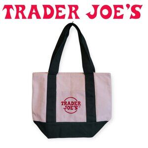 Trader Joe's Mini Canvas Tote Forest Green & White NWT Viral Hard To Find